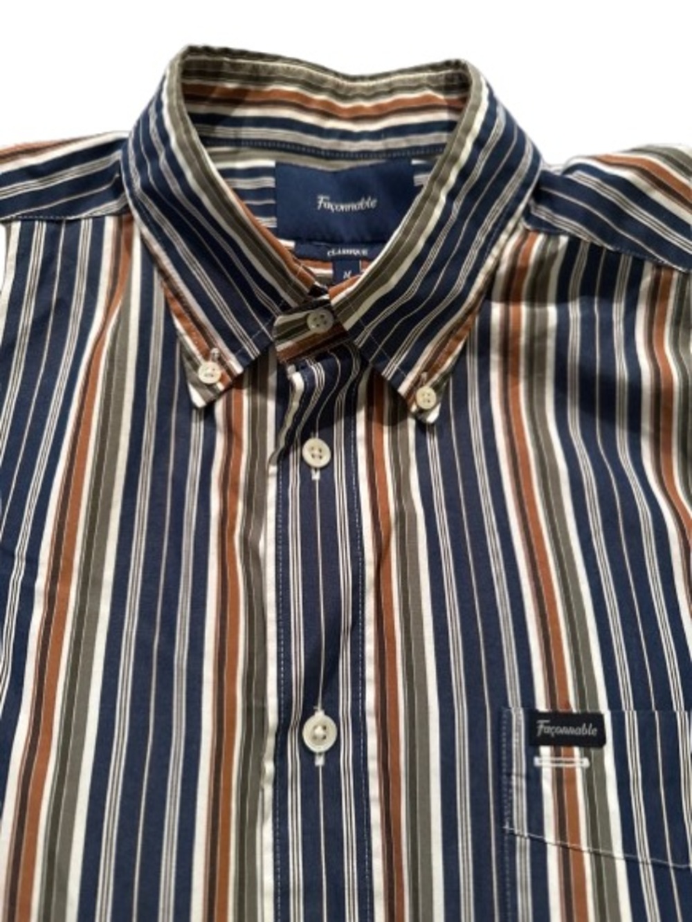 Façonnable Classique Men’s M Multicolor Stripe Cotton Button Down Shirt